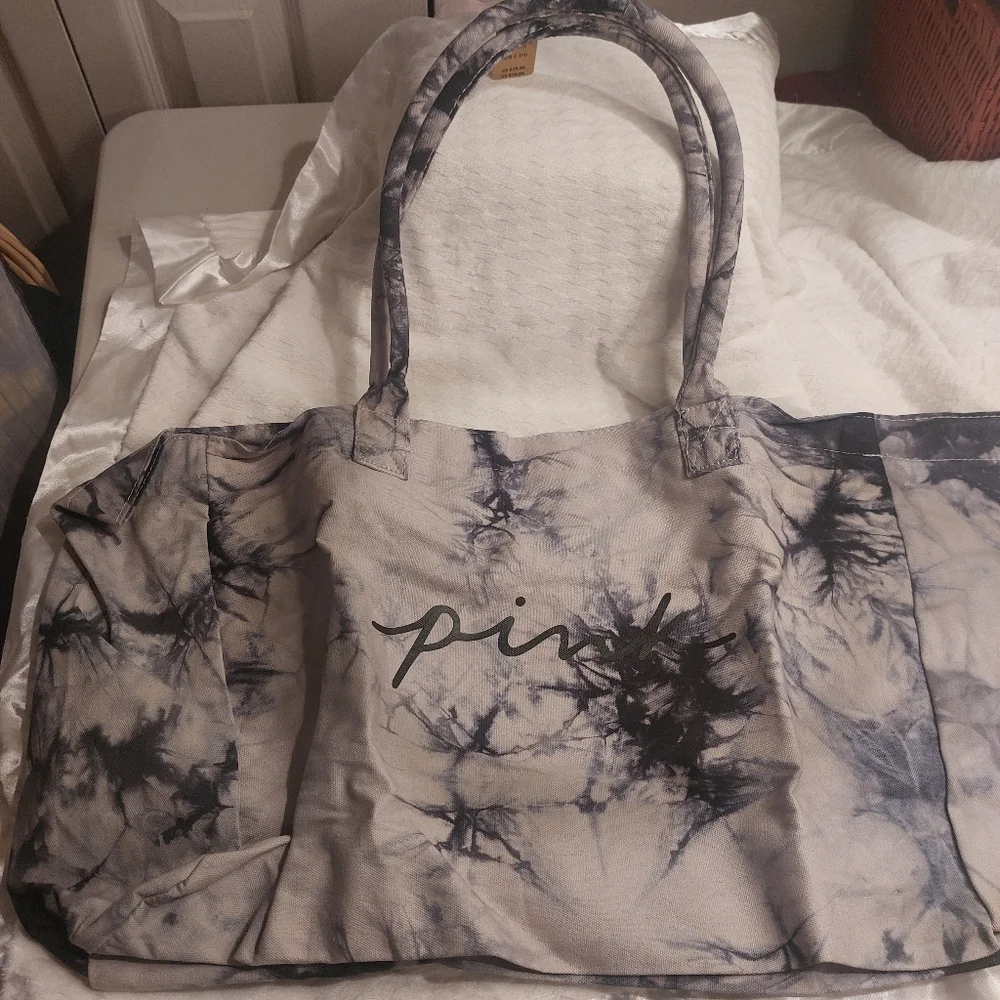 Victoria’s Secret PINK Tye Dye Grey Marl Canvas Weekender Tote Bag BNWT